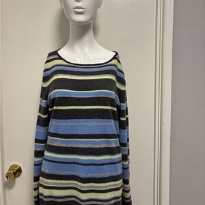 Striped Sweater in Blue and Green Cashmere